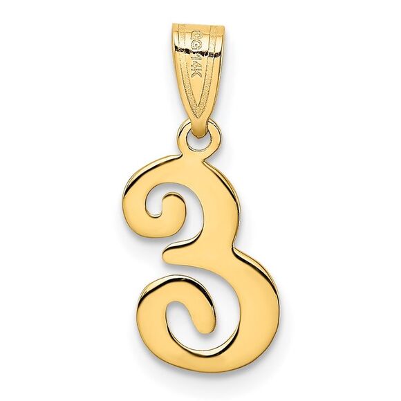 14k Yellow Gold, Mimi Collection, Small Script Initial E Pendant - Picture 3 of 5